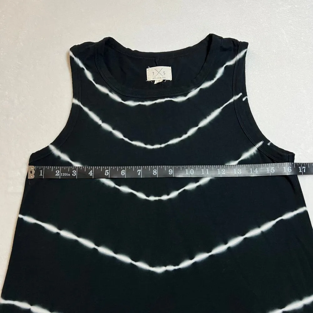 T x S by Thread & Supply Sleeveless Tie Dye Knee Length Dress Size Medium Casual Black - Image 8