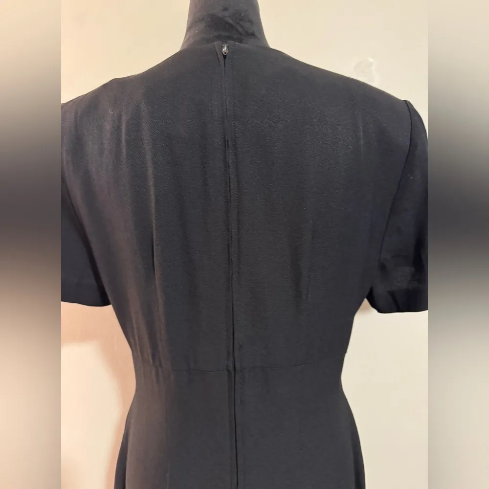 EUC Vintage John Roberts Black and Gold Long Midi Dress w/ shoulder pads size 10 - Image 6