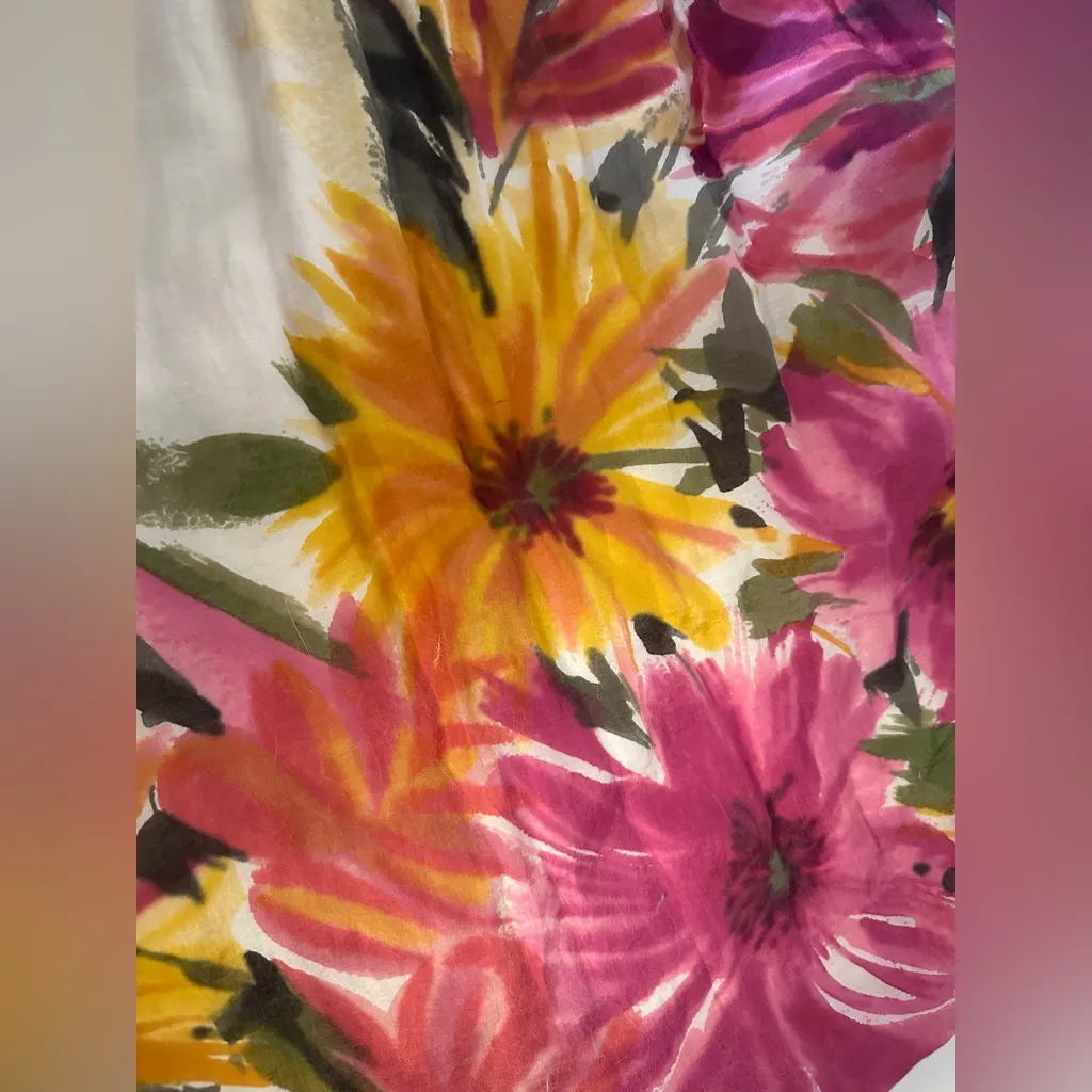 Papillon LA Swing Skirt Cream With Floral Print Cotton Silk Small Pink - Image 6