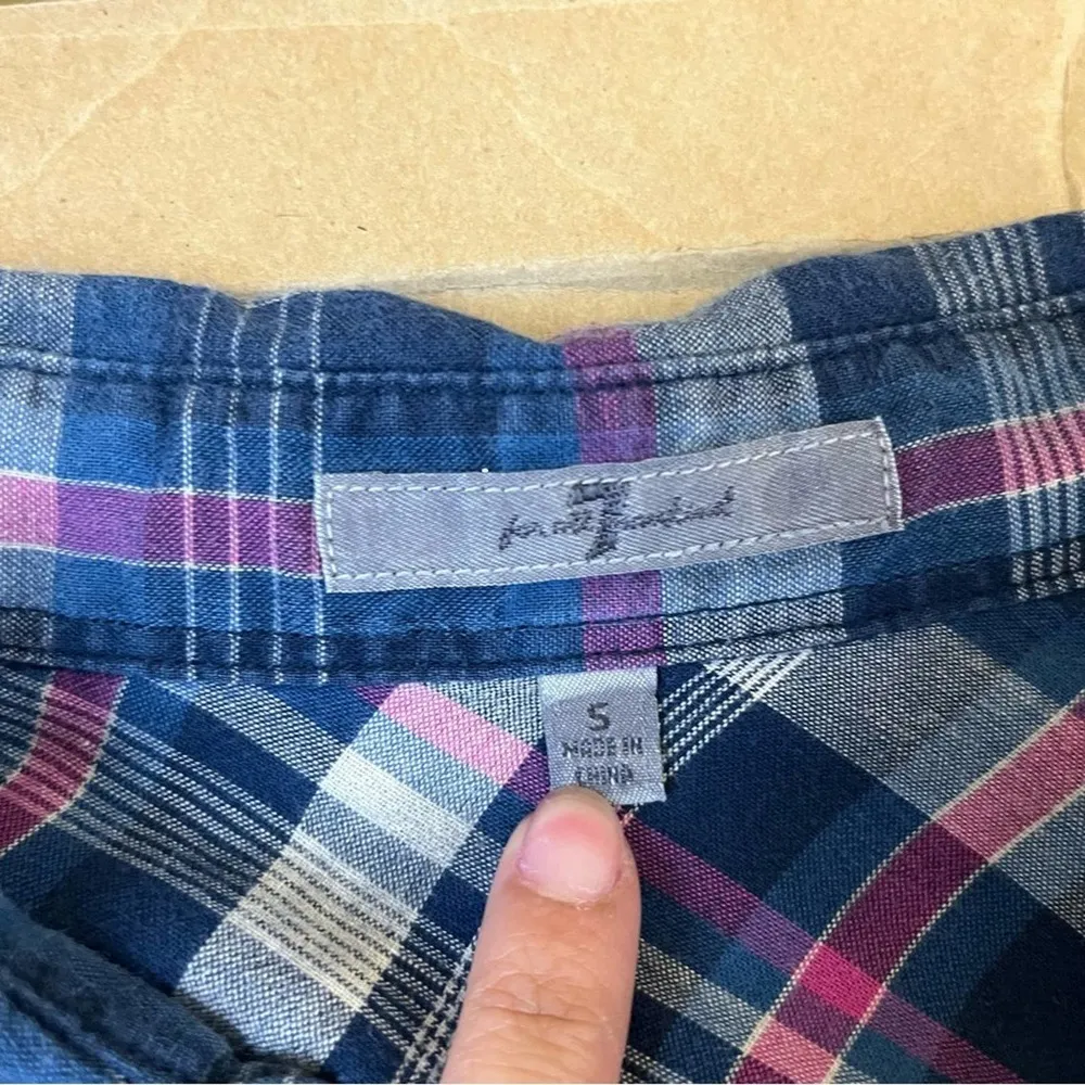 7 For All Mankind Grommet Plaid Button Down Shirt - Image 8