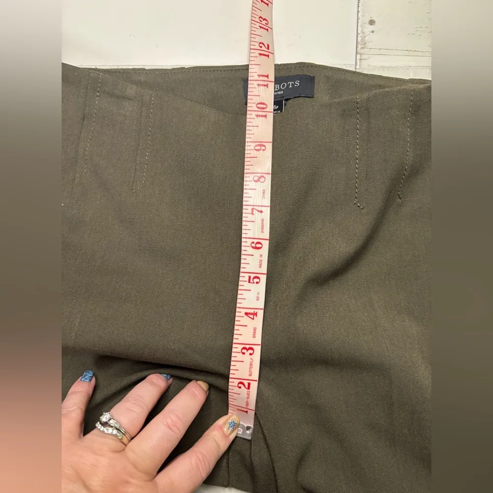 Talbots Petite Pants Green Size 6P Mid Rise Career Office Pant Polyester Blend - Image 4