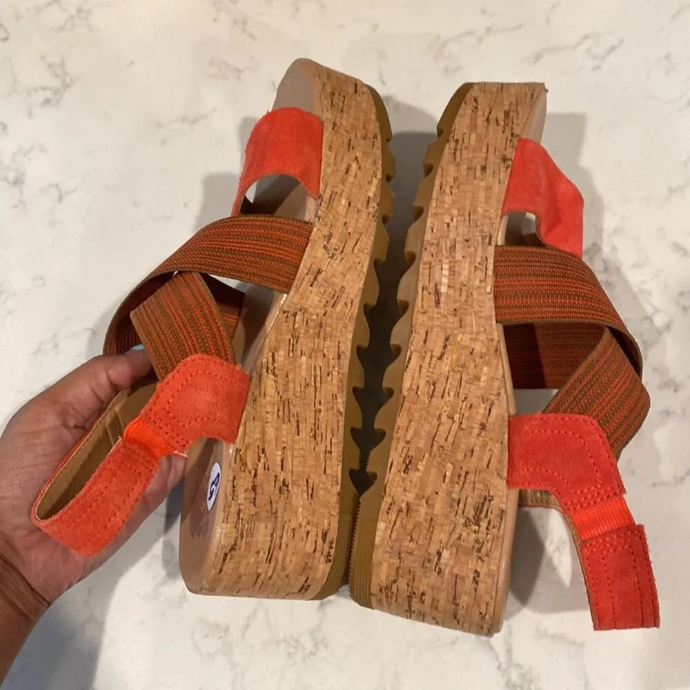 Sorel Cork Wedge Slingback Platform Sandals Cameron Flatform Leather size 6.5 - Image 7