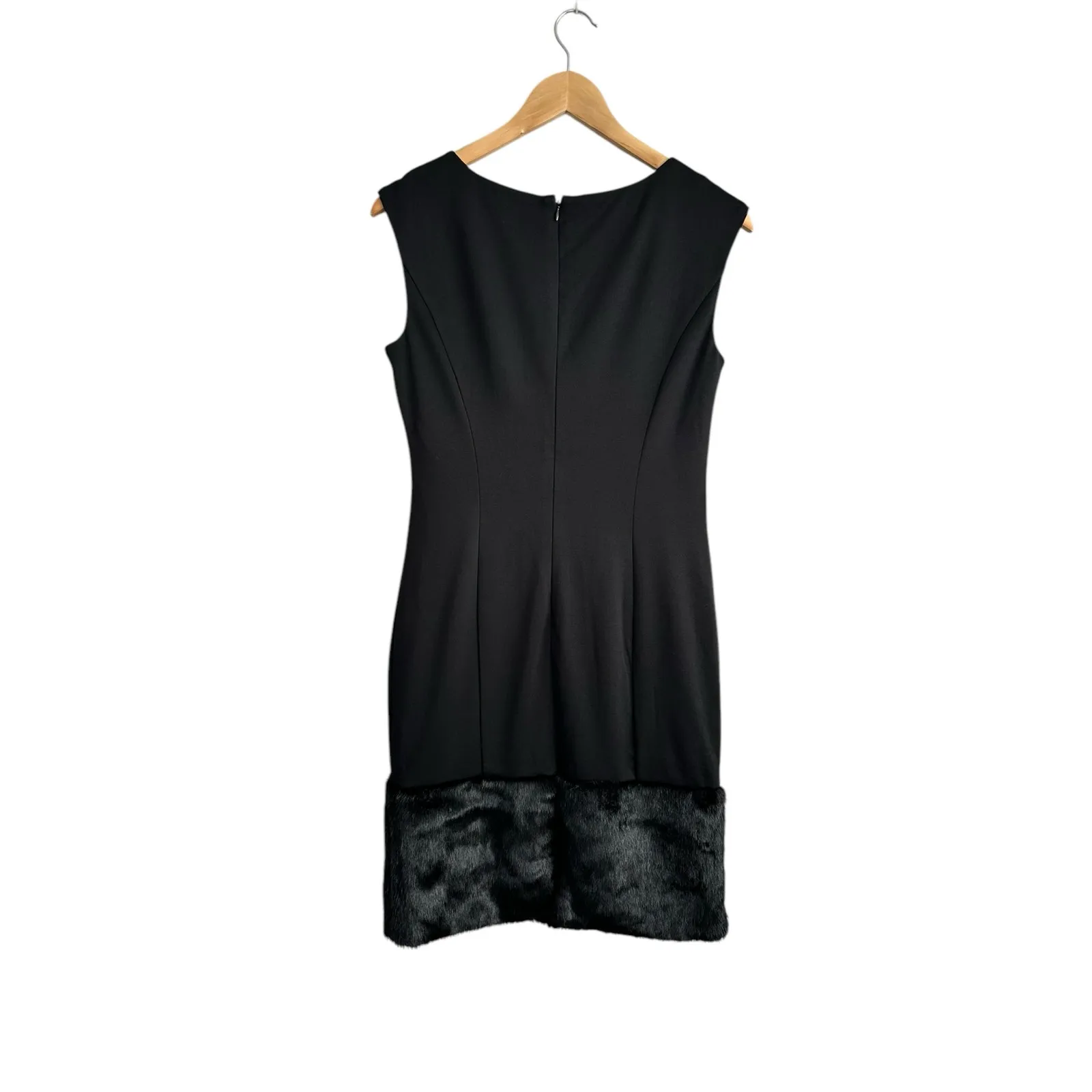 NEW Adrienne Landau Little Black Dress with Faux Fur Shirt Hem Sleeveless XS - Image 9