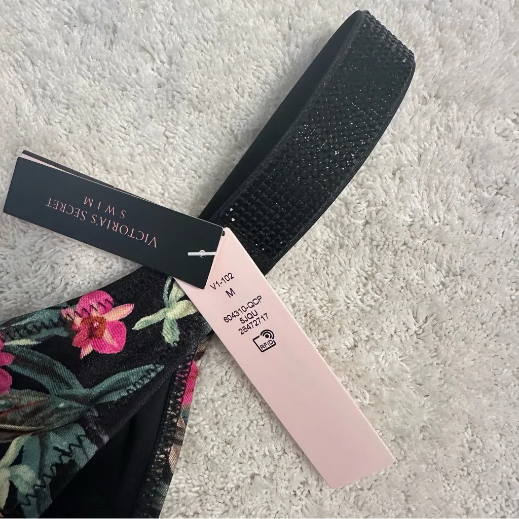 Victoria’s Secret Shine Strap Brazilian Swim Bikini Bottom Palm Medium - Image 4