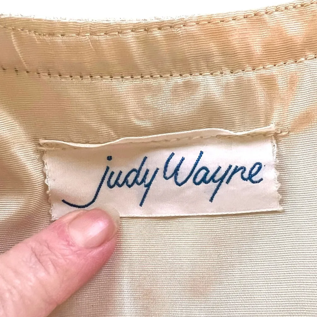 Vtg 60s Brown & Cream Long Jacket & Mid Sleeveless Dress Judy Wayne NEW w/flaw Tan - Image 4