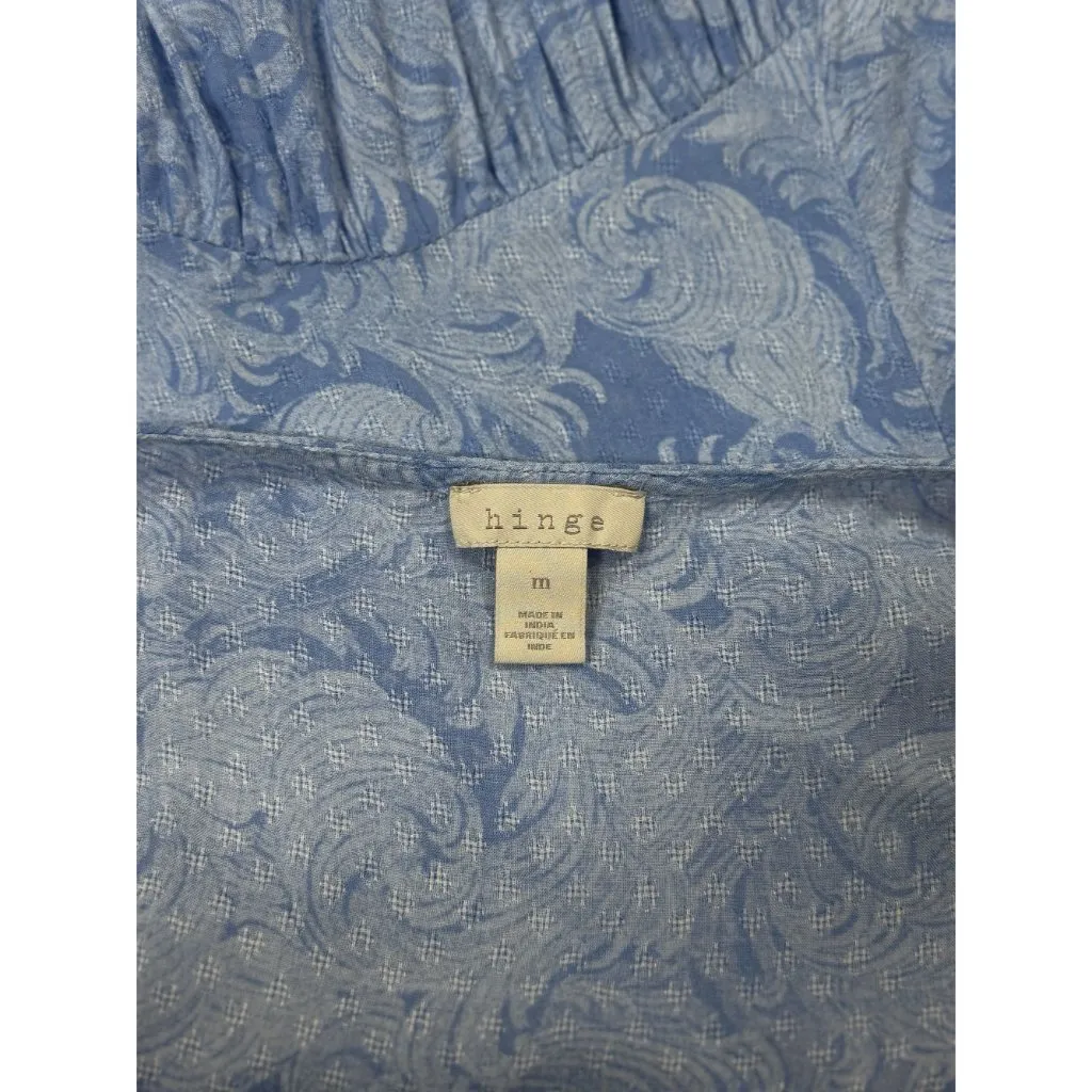 Hinge Womens Dress Size M Blue Paisley Maxi Beachy Flutter Sleeves V-Neckline - Image 5