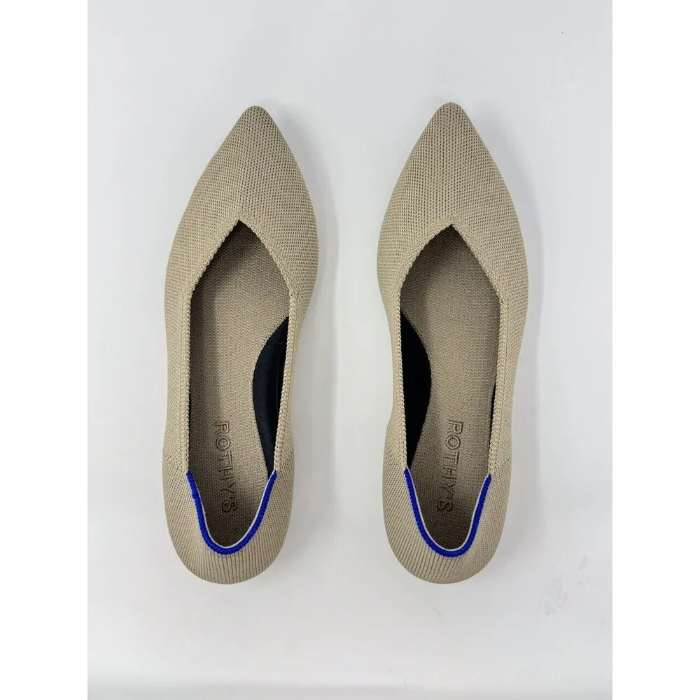 Rothys Women Sandals Light Pewter Point II Flats Knitted Slip On Casual Size 6.5 Black - Image 4