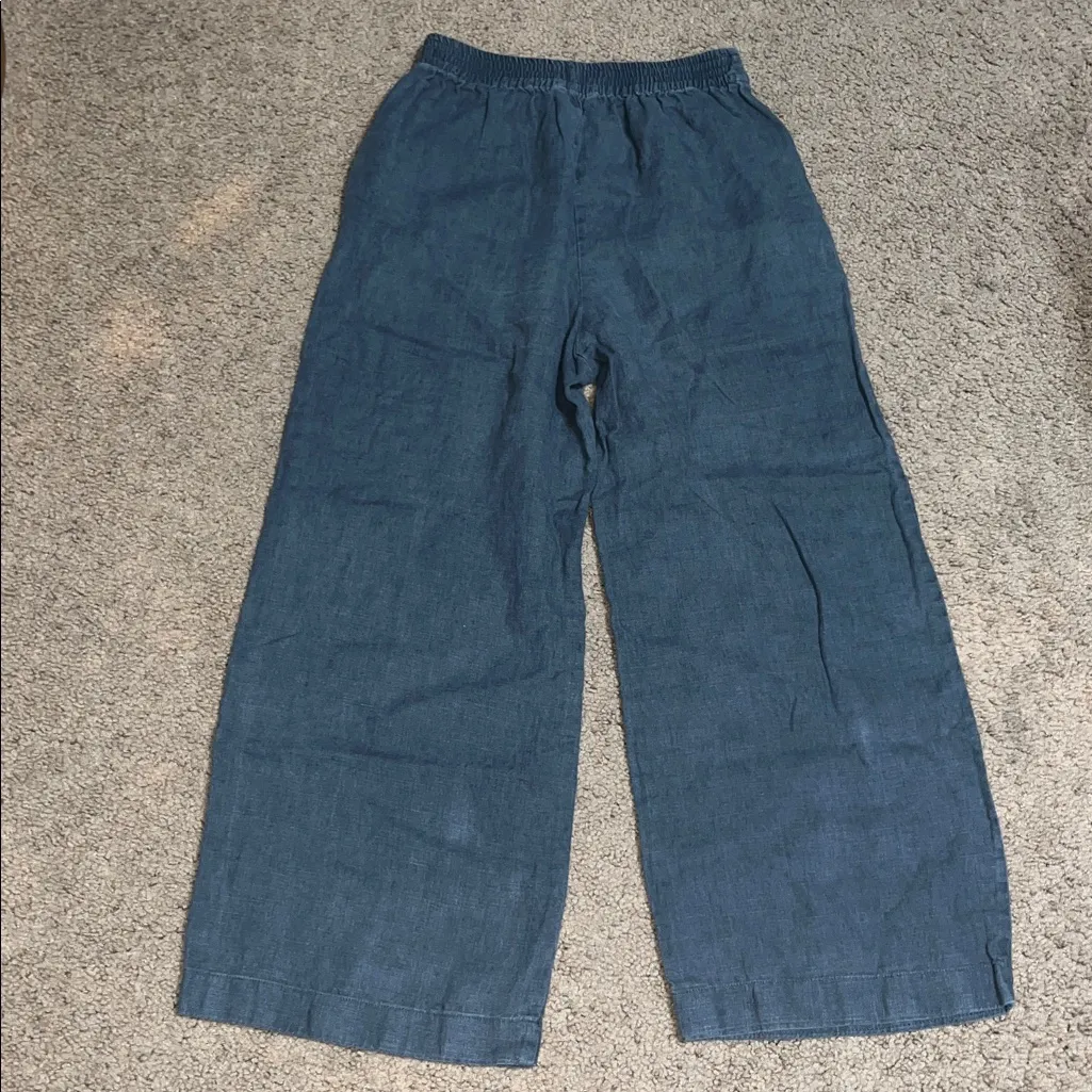 Linenfox Ocean Linen Wide Straight Leg Cropped Pant Slate‎ Grey Small Gray - Image 5