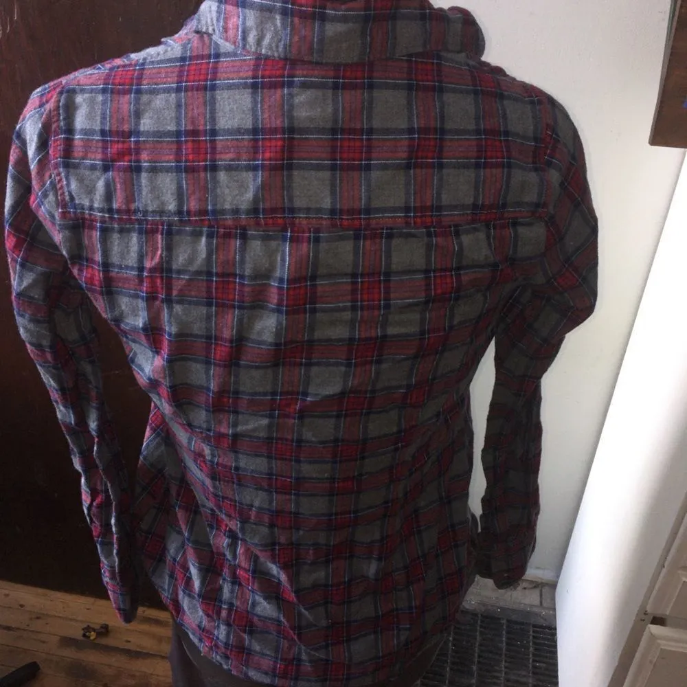 J Crew Factory flannel plaid button down shirt Red Size XXS - Image 2
