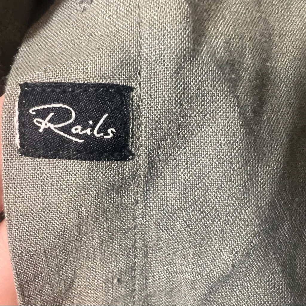 Rails Kona Button Up Shirt Linen Blend Sage Green Inca Embroidery Size XS - Image 10