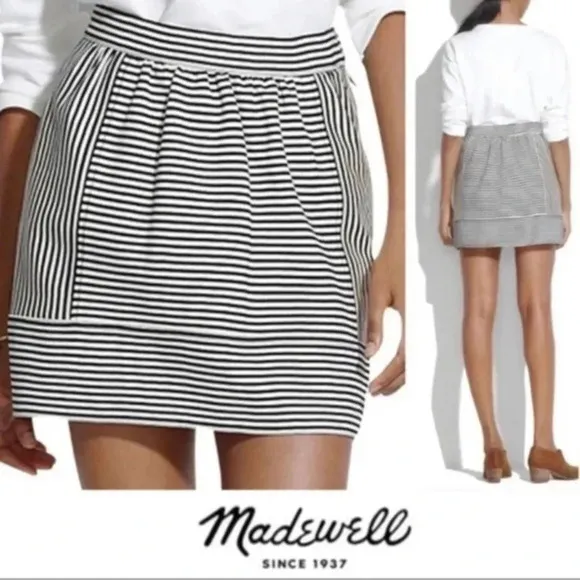 Madewell | Swivel Ponte | Classic Stripe Preppy Coastal Mini Skirt Size 0 XS XXS - Image 2