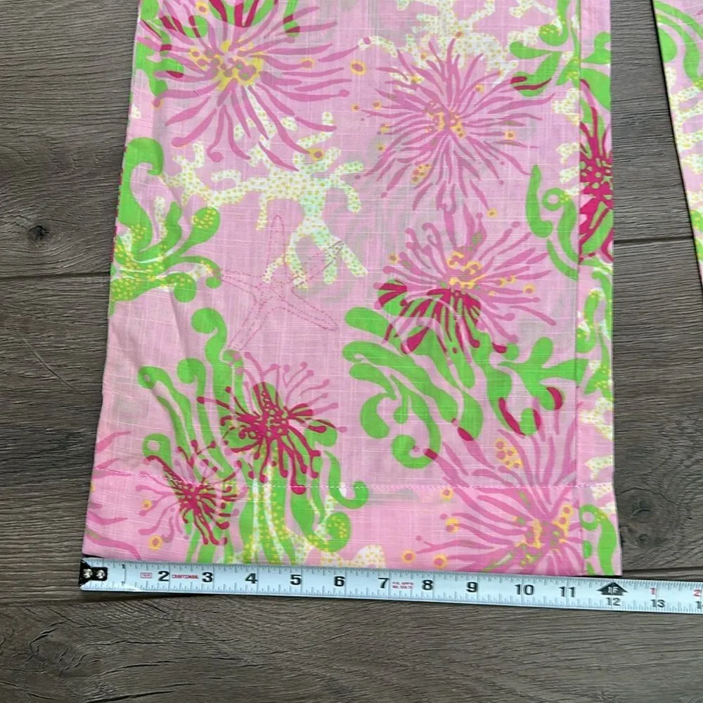 Lilly Pulitzer Mid Rise Wide Leg Pants‎ Pink Green Size Small - Image 10
