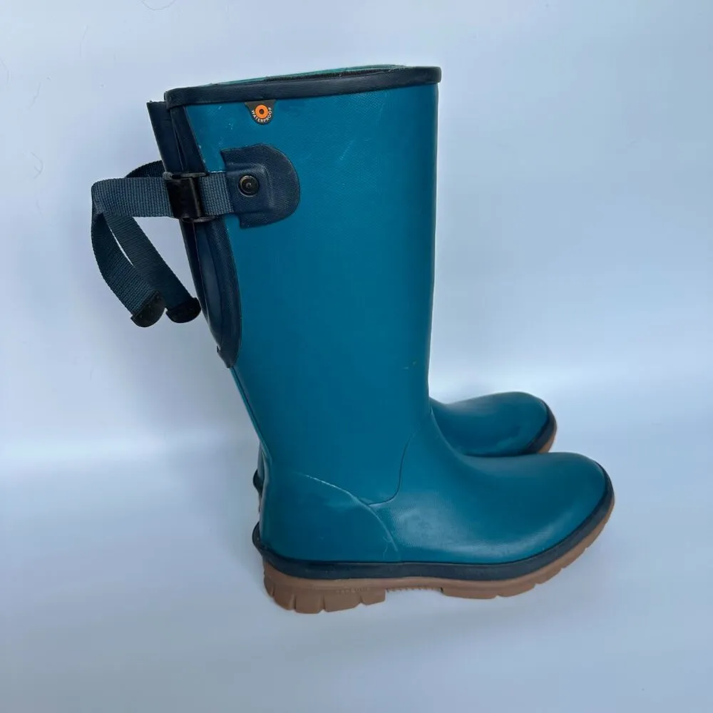 BOGS Women's Size 6 Amanda II Tall Rain Boot Teal Blue‎ Outdoors Gardening Farm Green - Image 8