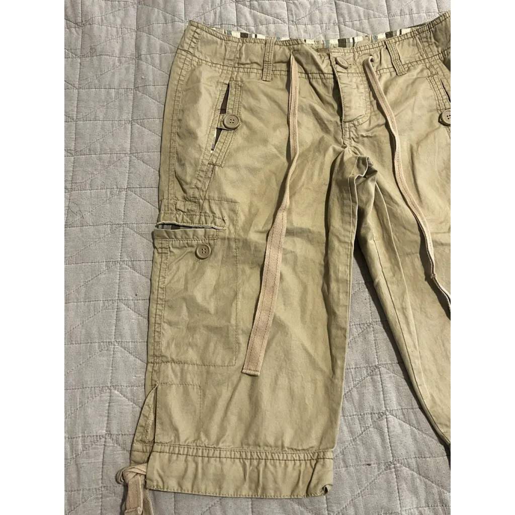 Angel Kiss Bermuda Cargo Shorts Womens Juniors Size 3 Beige Khaki Drawstring - Image 2