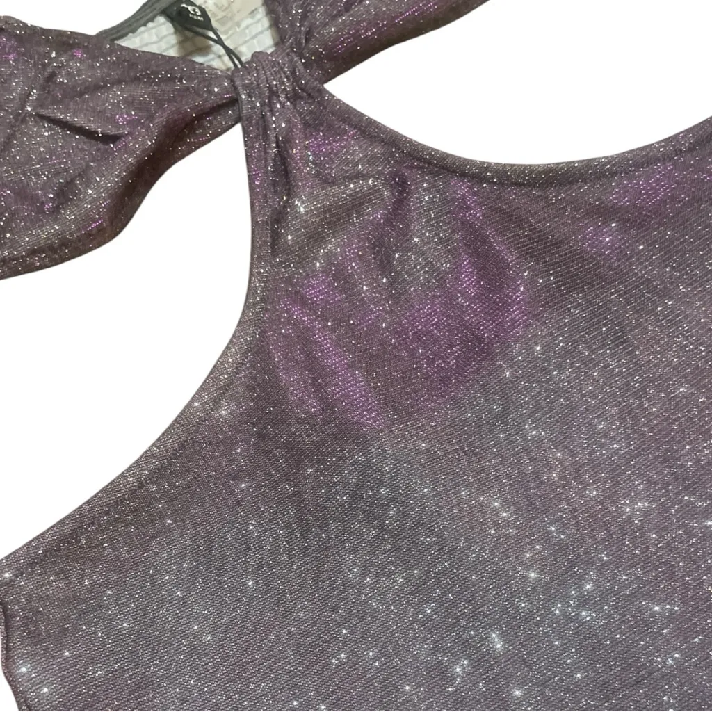 NWOT H&M Divided Purple/Gray Glitter Cut Out Midi Dress - Image 6