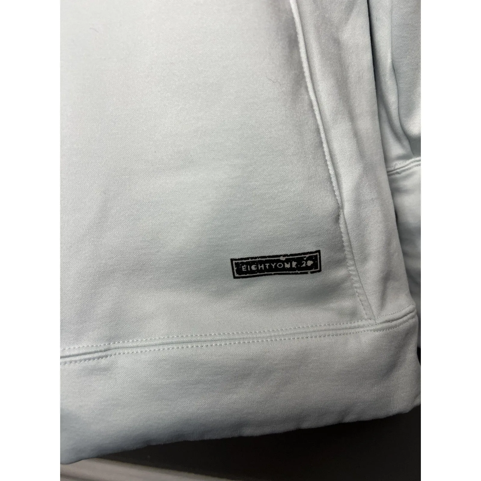 EightyOne 20 Sweatshirt Womens Medium Blue Cowl Neck Funnel Fleece Pullover White - Image 4