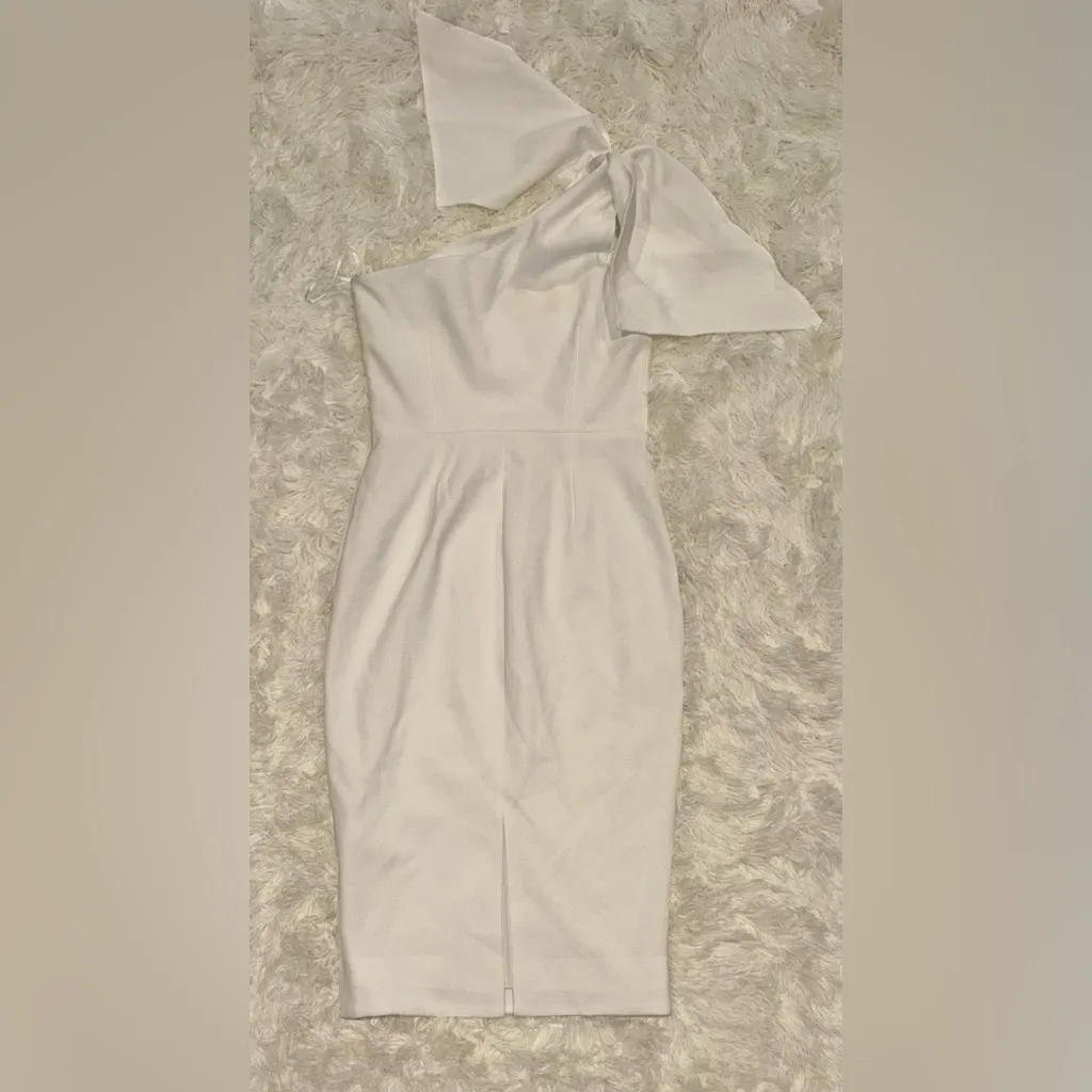 NWOT DRESS THE POPULATION Tiffany One-Shoulder Midi Dress white S - Image 4