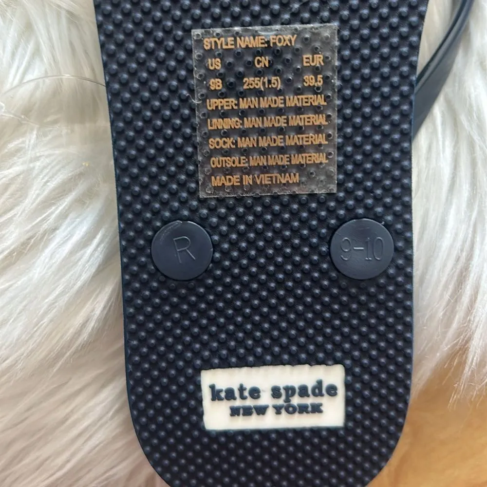 Kate Spade Navy Blue Bow Detail Charm Flip Flops Sandals Size 9-10 - Image 4