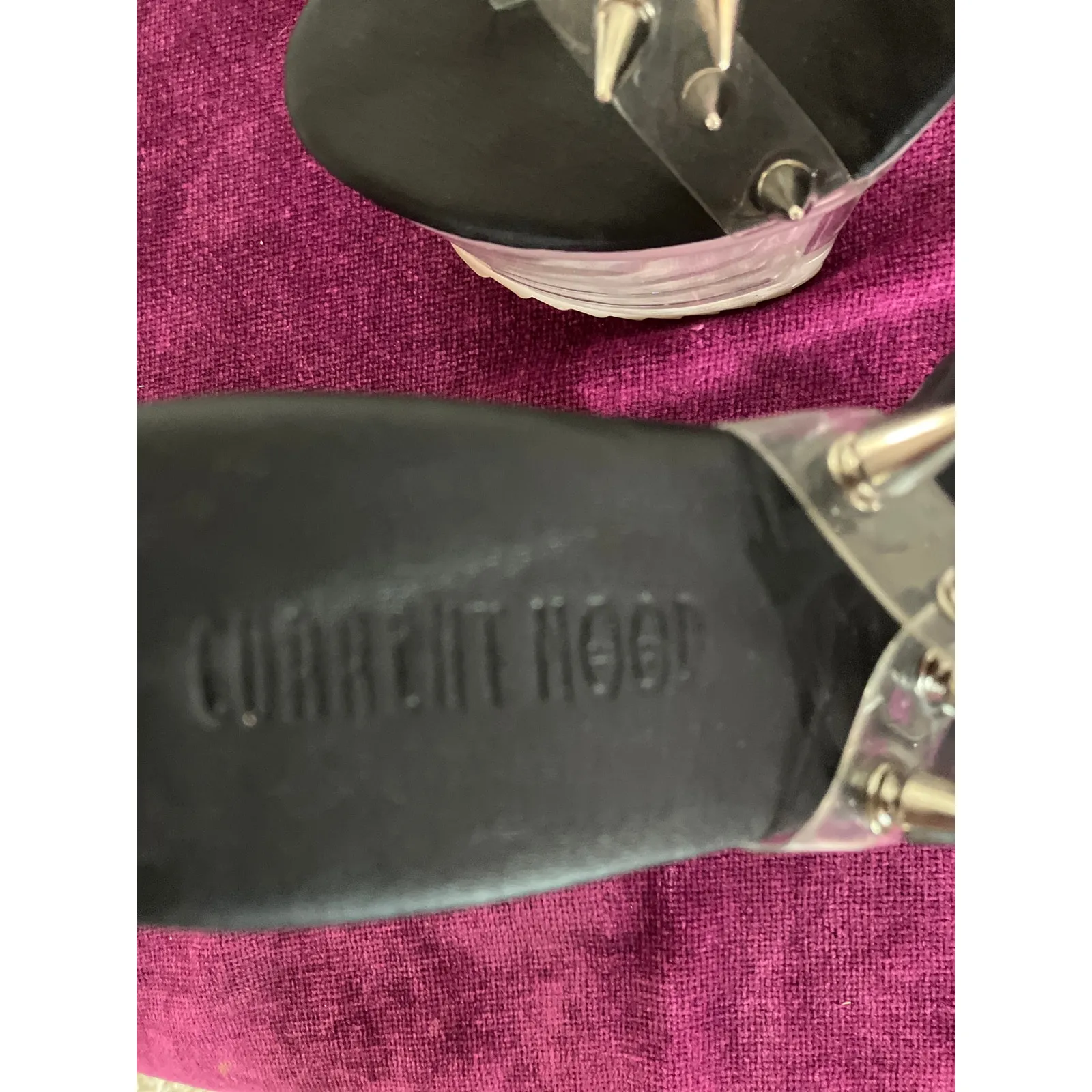 CURRENT MOOD Dolls Kill Devil in Heaven Clear Spike Studded Shoes 6 FLARE HEEL - Image 3