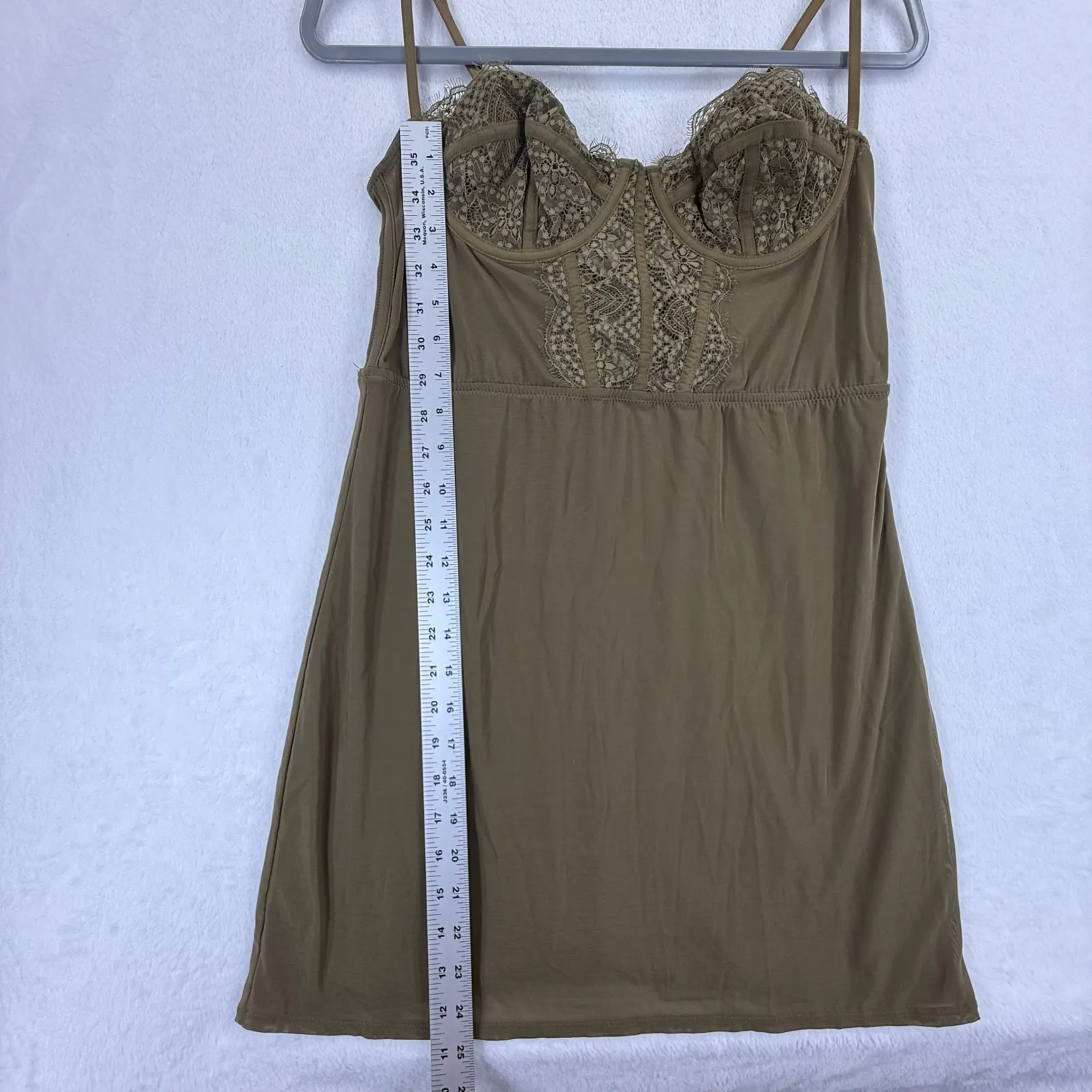 Urban Outfitters green Lace Corset slip Dress y2k Spaghetti Strap‎ Mini Party L - Image 6