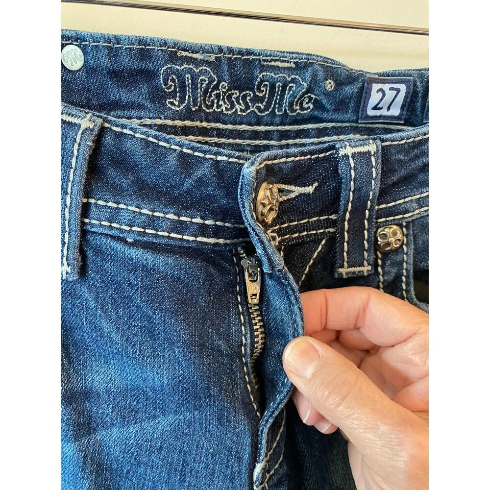 Miss Me Mid-Rise Studded Pocket Denim Skinny Jeans Bradbury Women's Size 27 - Image 4