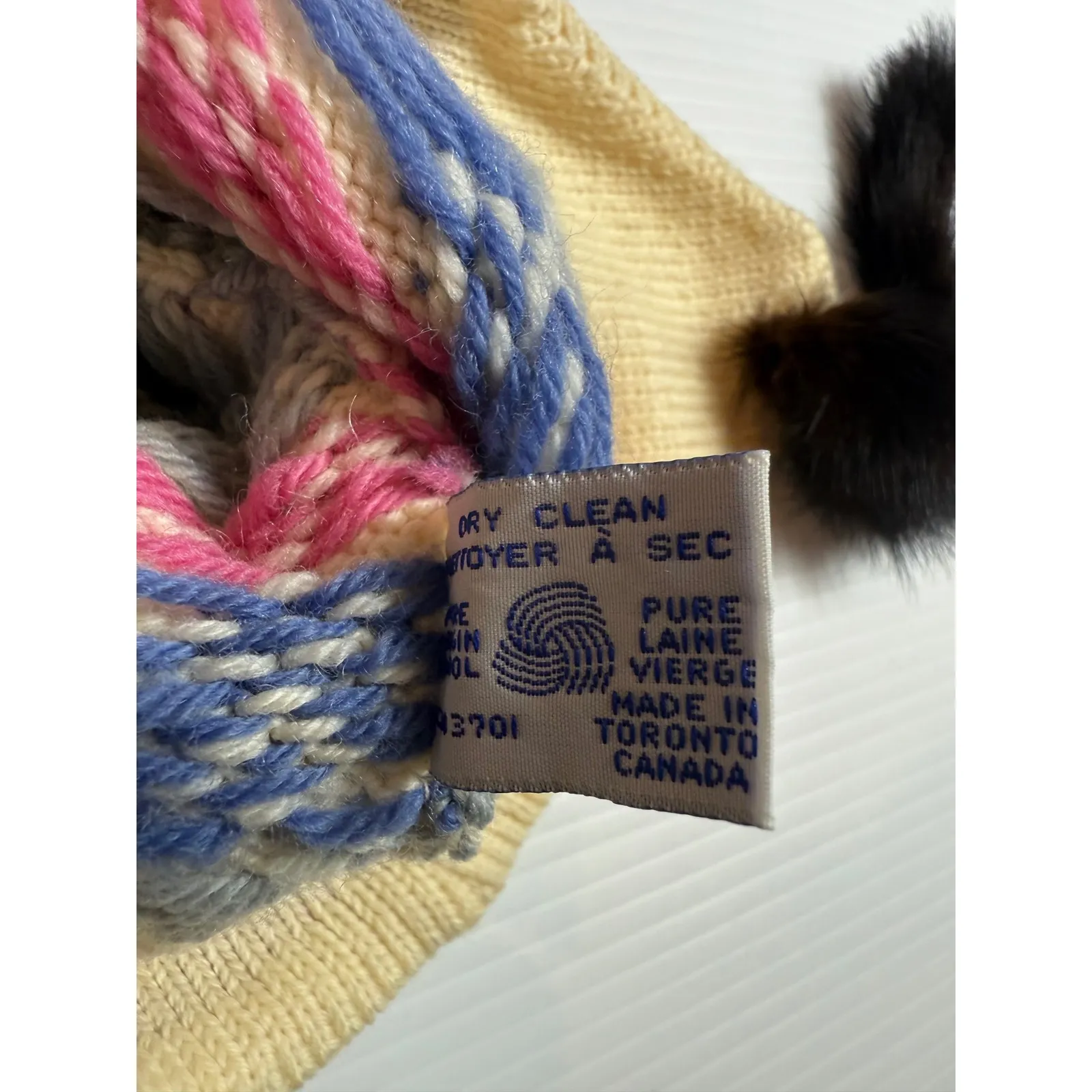 Murray Merkley Handmade Wool Hat Fair Isle Fur Trim Winter Trapper‎ Tan - Image 4