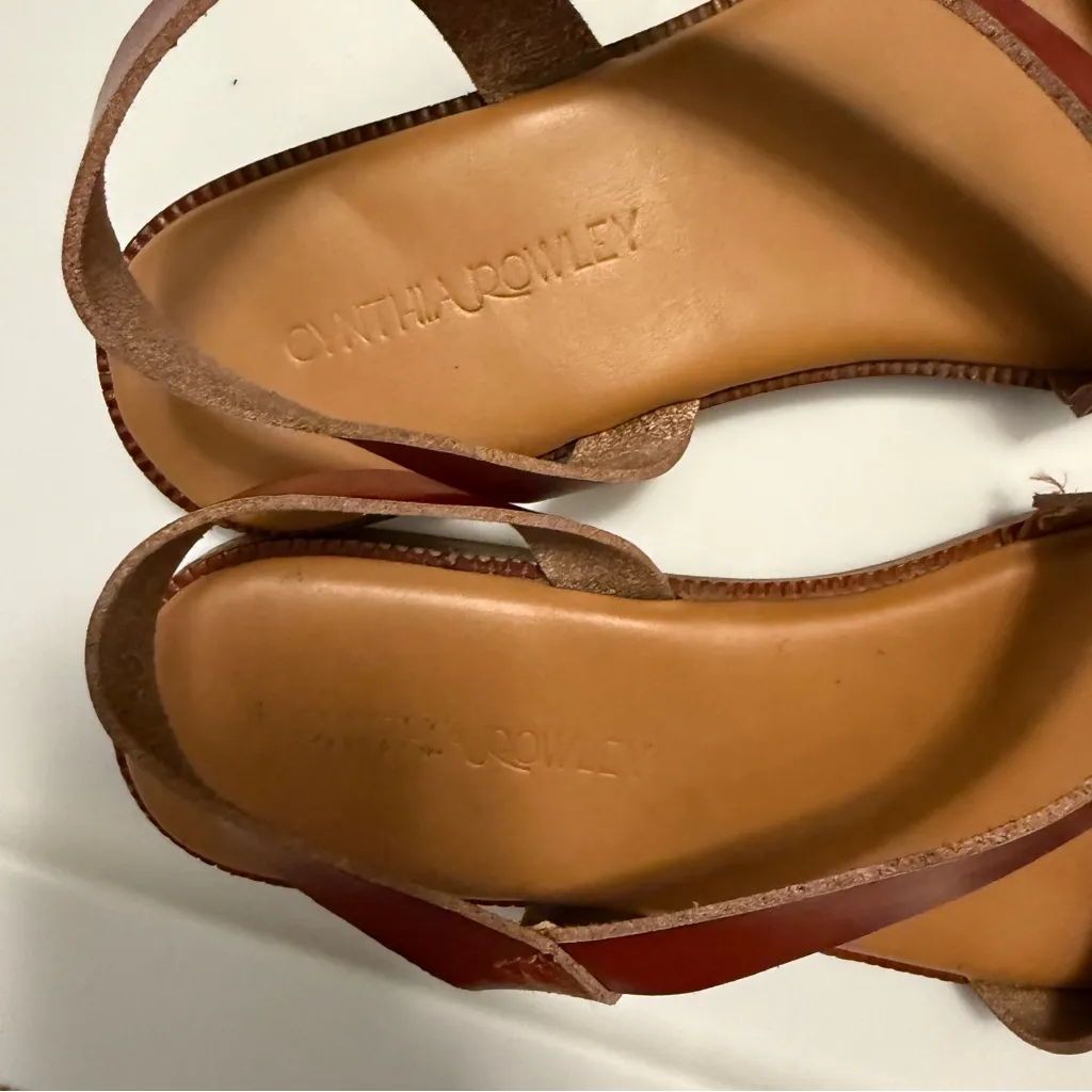 Cynthia Rowley 7.5 Women's Red and Brown Leather Sandals - Image 2