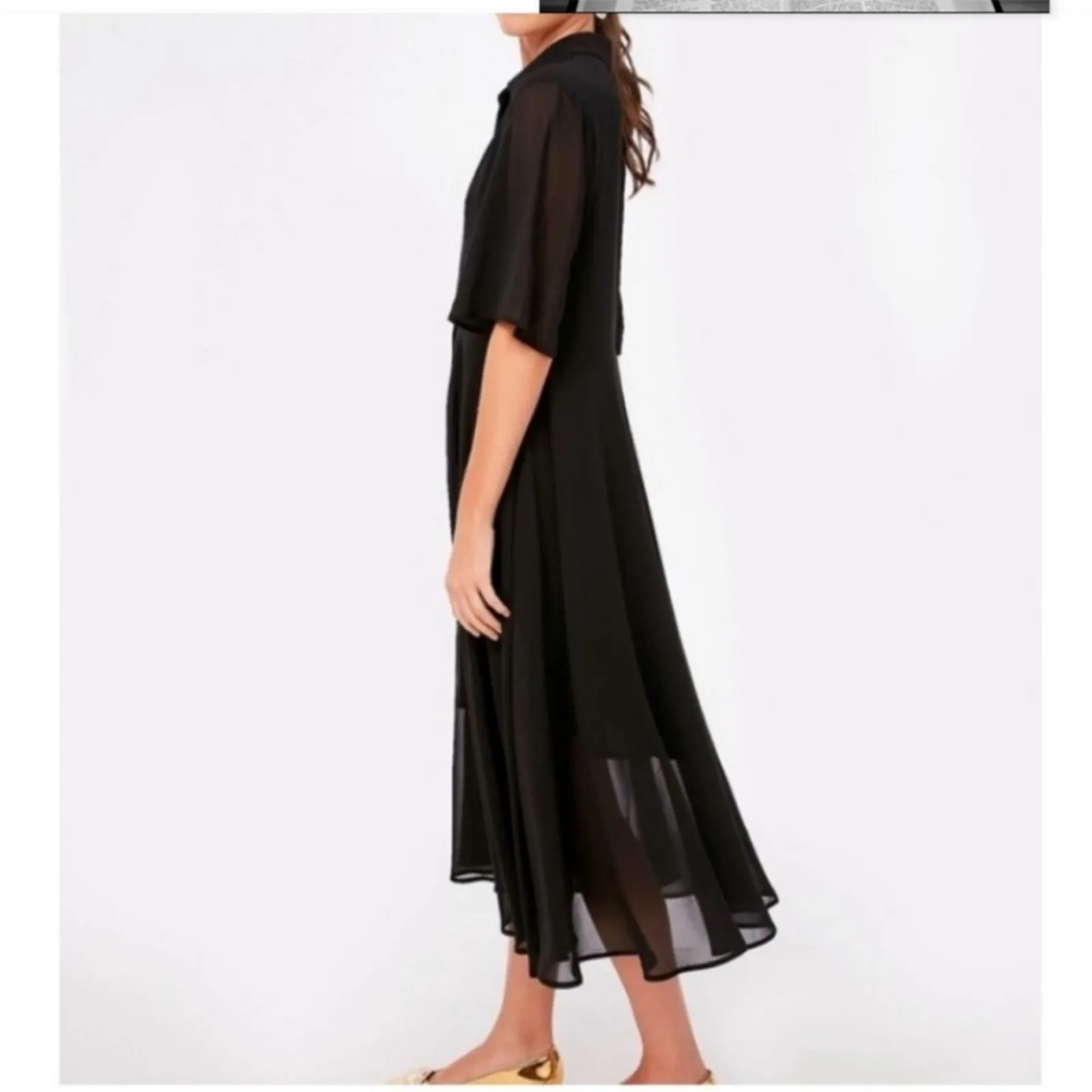 Pomander Place Black Maeve Classic Collared Shirt Maxi Dress Sz XS - Image 3