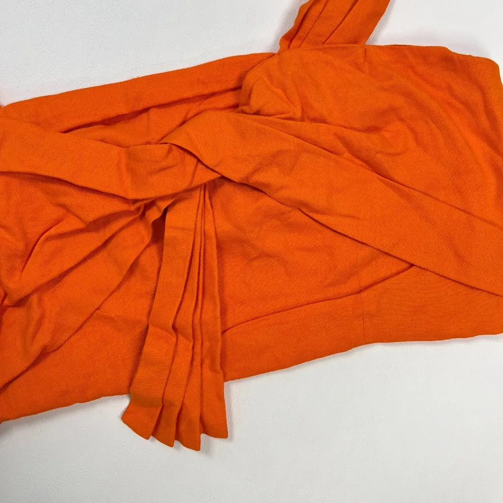 NWOT Farm Rio Orange Bow Linen Crop Top Square Neck Sleeveless Statement Tank M - Image 7