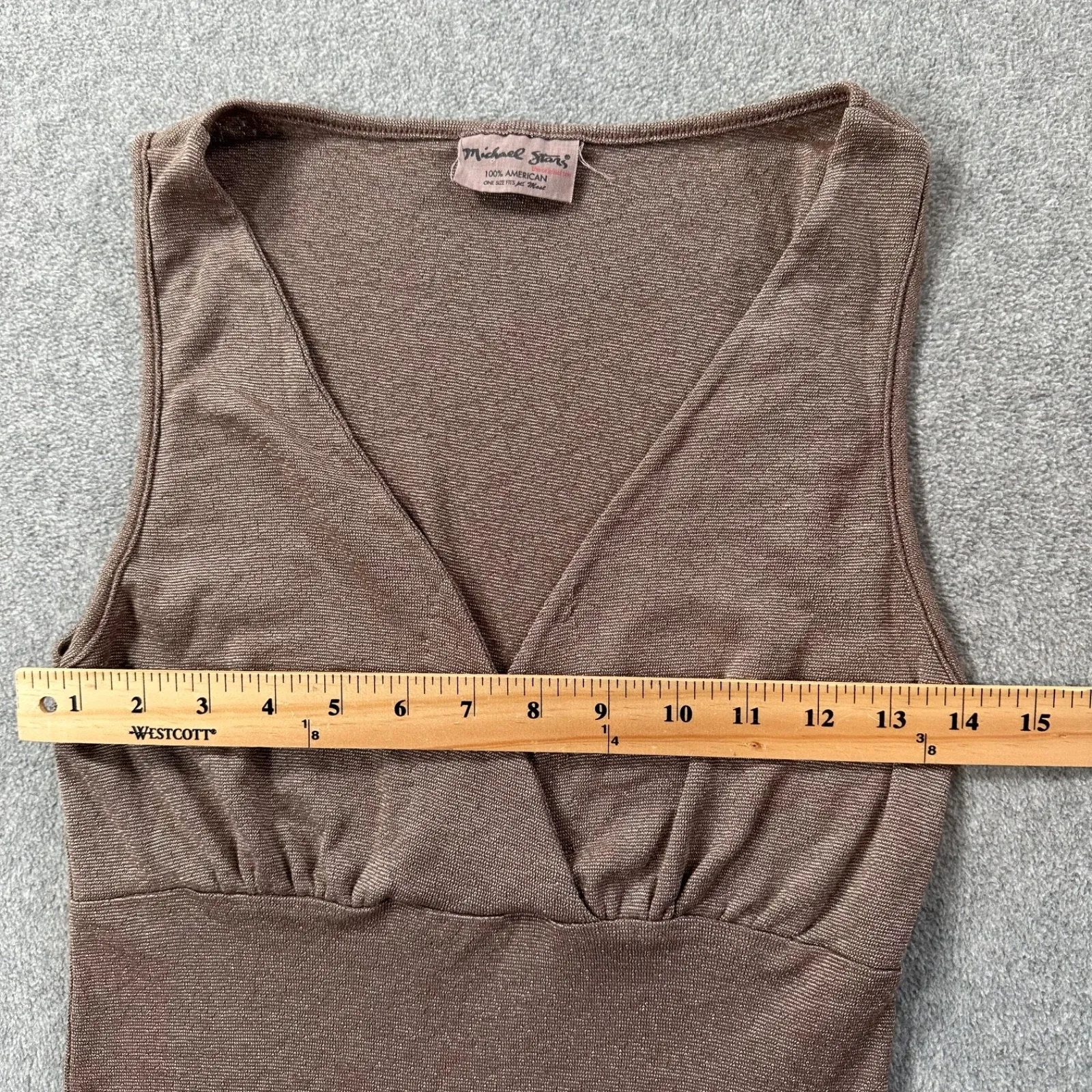 Michael Stars Brown Metallic Crossover Over Tank Top Y2K One Size Fits Most - Image 3