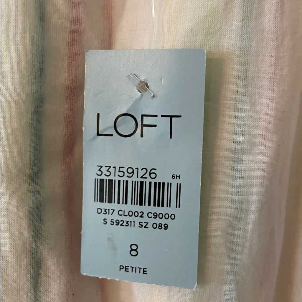 LOFT Colorful Striped Midi Summer Dress bottoms down size 8P brand new - Image 4