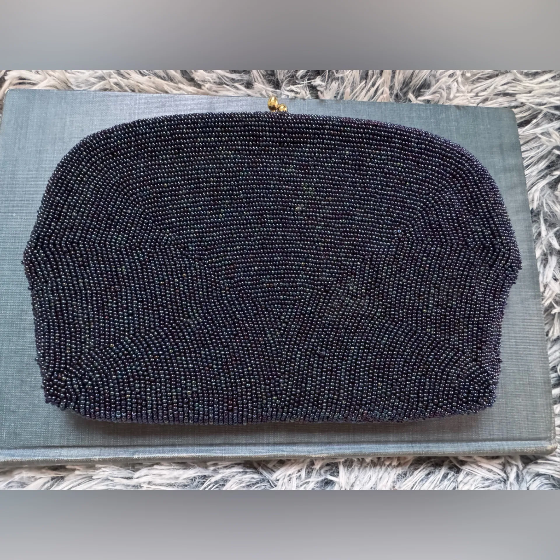 Rosenfeld Blue hand Beaded kisslock Clutch - Image 2