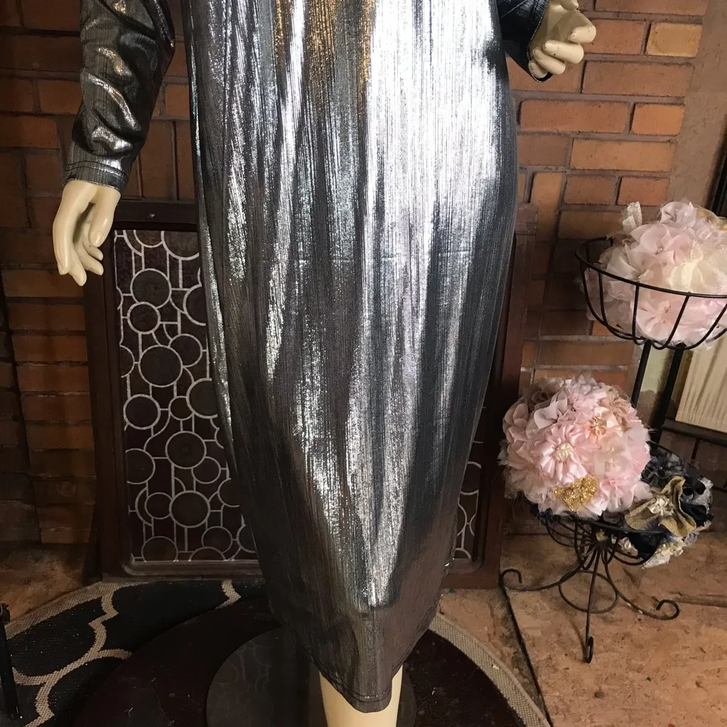 ELOQUII DARK SILVER CUT-OUT SHOULDER MOCK NECK NIGHT OUT SHIFT DRESS NWT (14) - Image 8