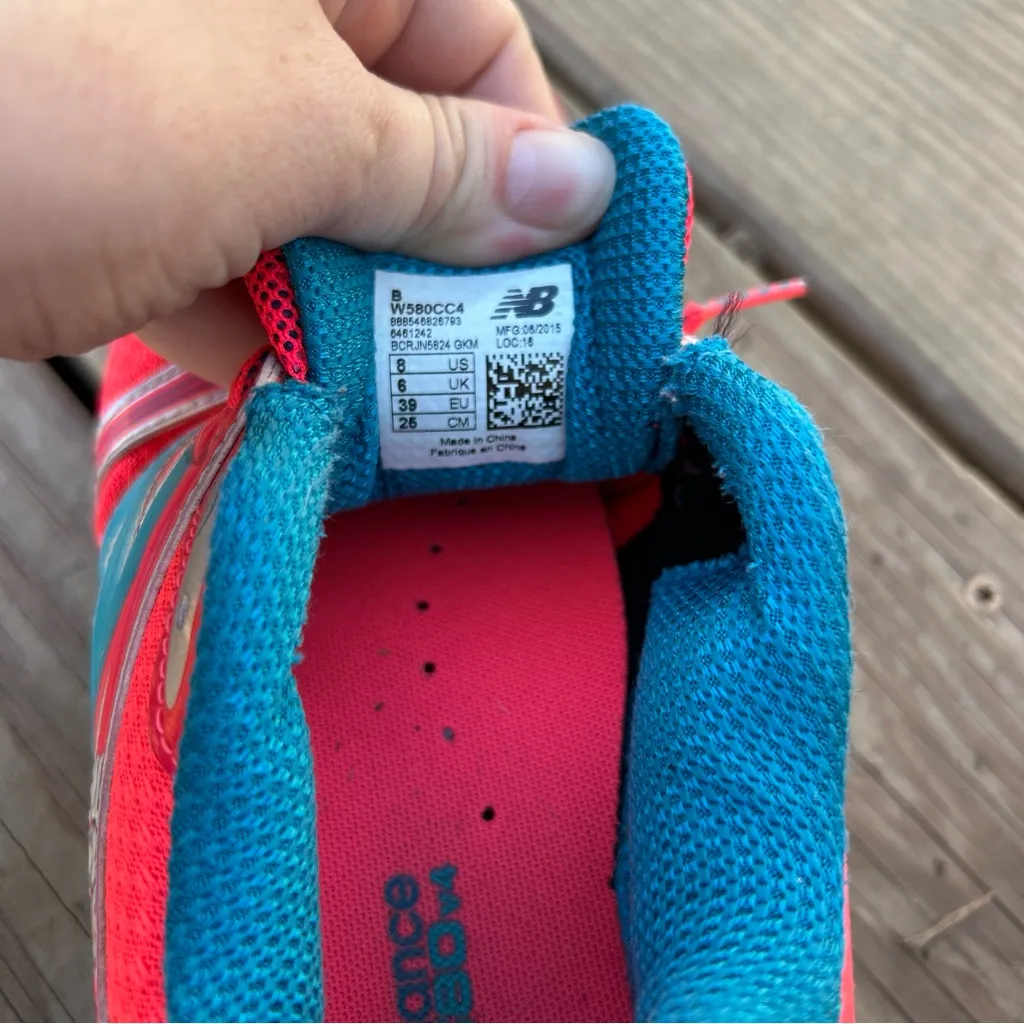 Womens New Balance Sneakers 580 V4 Shoes 8 Pink/Blue Athletic Running Workout - Image 4