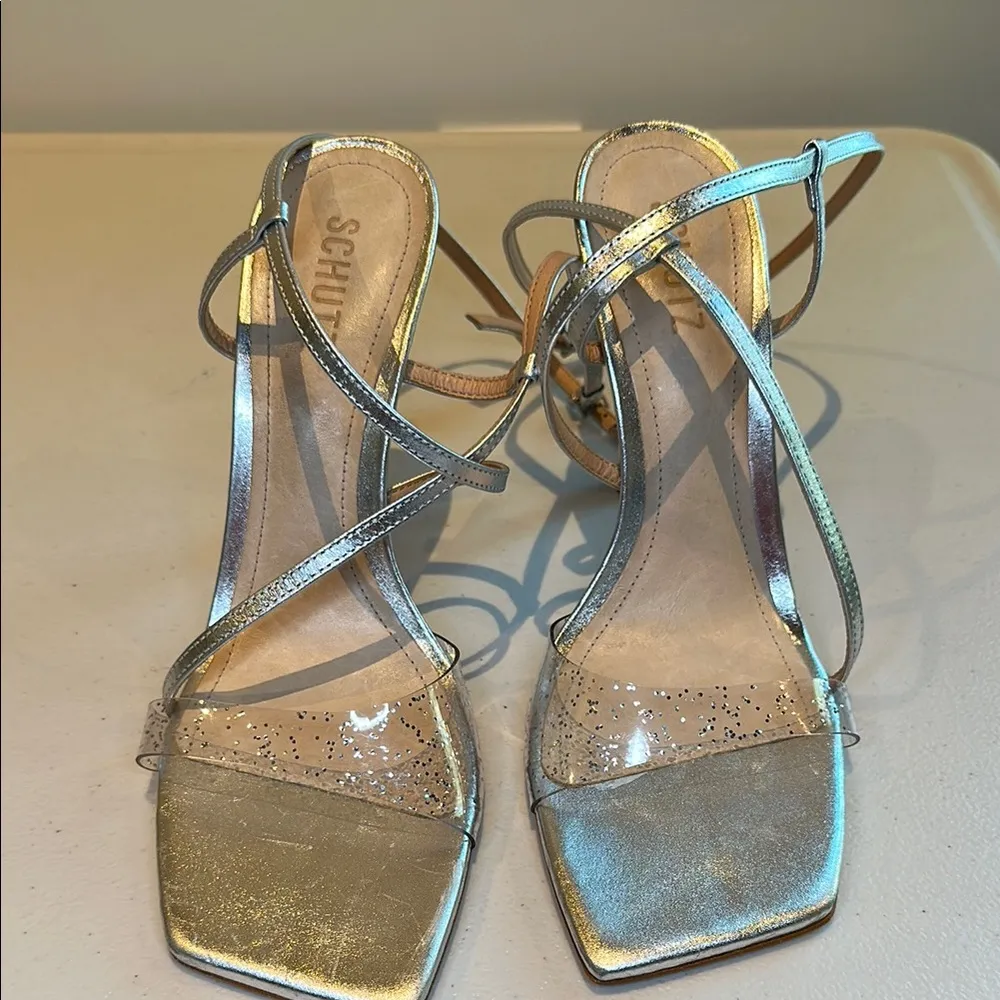 Schutz Silver Strappy High Heels - Image 2