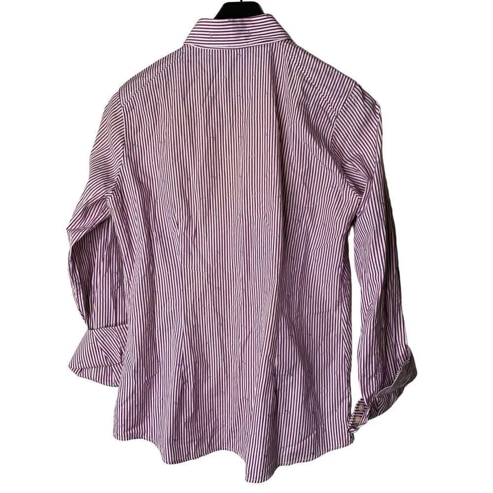 Etro 100% cotton Made In Italy button down shirt striped pattern women's size 48 White - Image 2