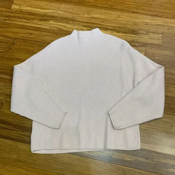 EXPRESS  Sweater Womens Medium‎ Pink Ribbed Mock Oversized Chunky Knit Pullover - Image 3