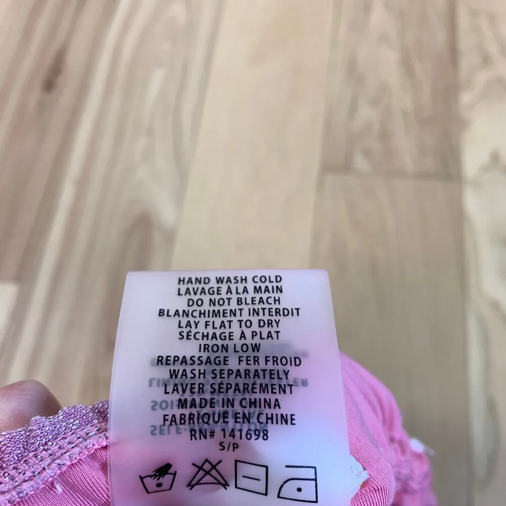 NEW Ramy Brook Marta Sparkle Knit Shirred One Piece Swimsuit Seashell Pink Small - Image 9