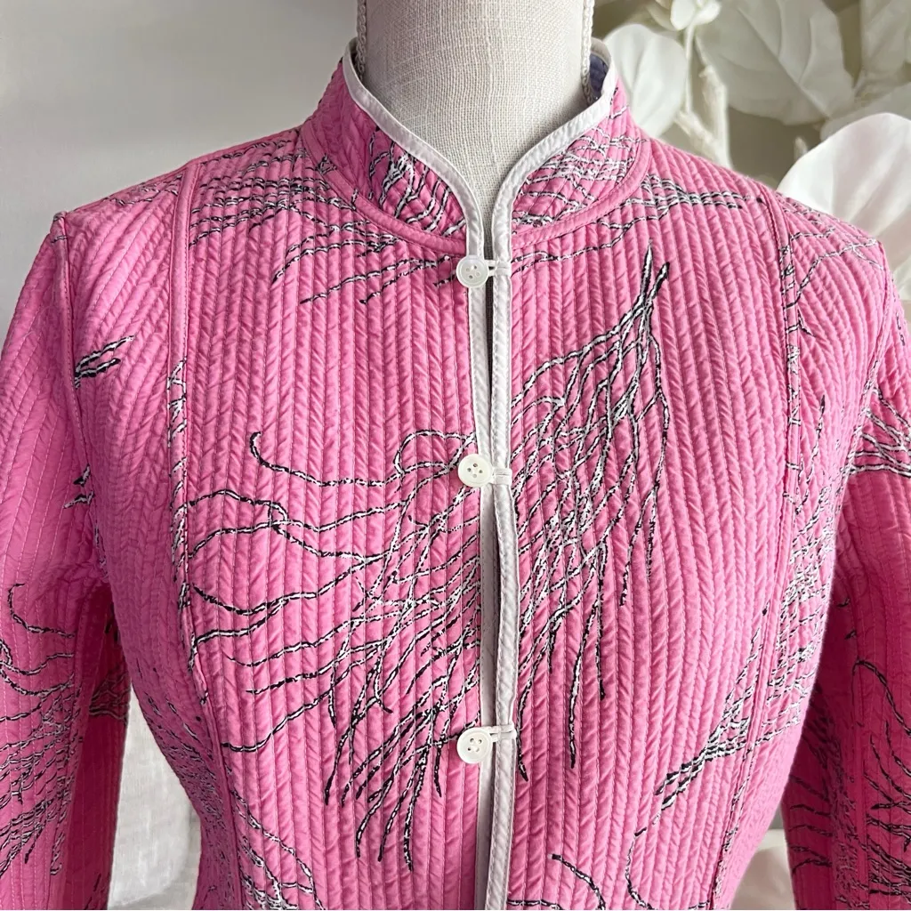 J. McLaughlin Blue And Pink Quilted Reversible Women's Jacket - Image 8