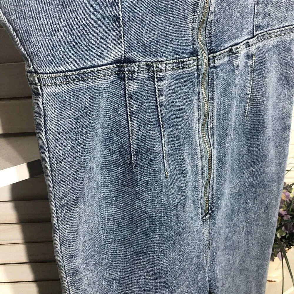 Emory Park Denim Jumpsuit Bell Bottoms Light Blue Size Medium - Image 6