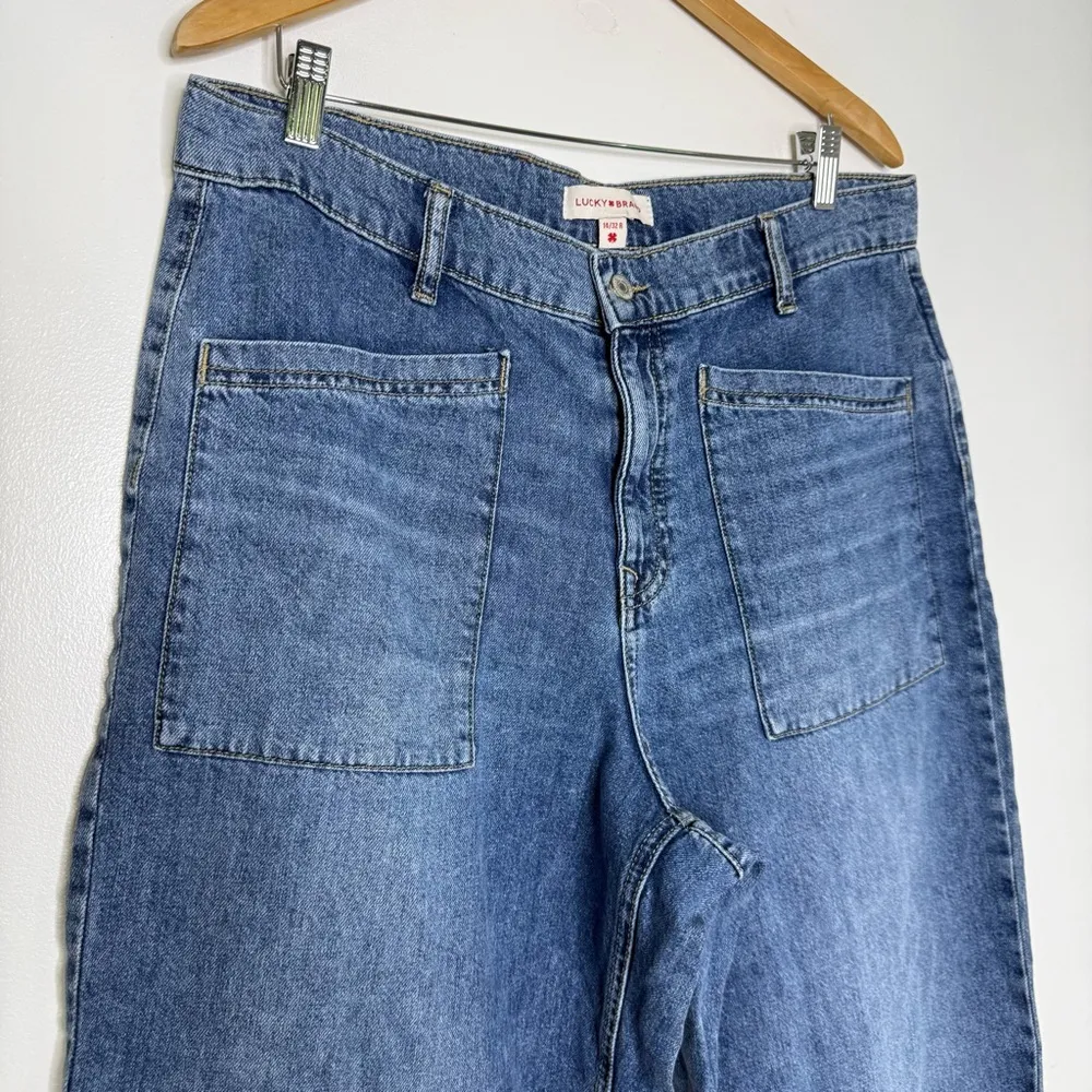 Lucky Brand High Rise Wide Leg Crop Blue Denim Jeans Size 14 / 32 - Image 8