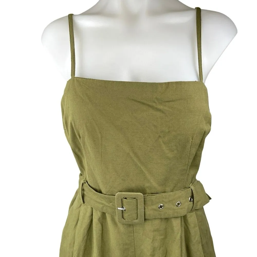 Asos Design Women's Green Sleeveless Belted Cami Camisole Romper Shorts Size 6 - Image 3