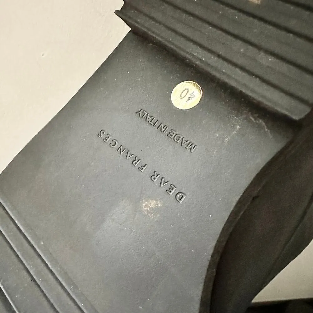 Dear Frances Black Leather Park Combat Lace Up Bead Accent Boots Women 40 US 10 Size 9 - Image 8