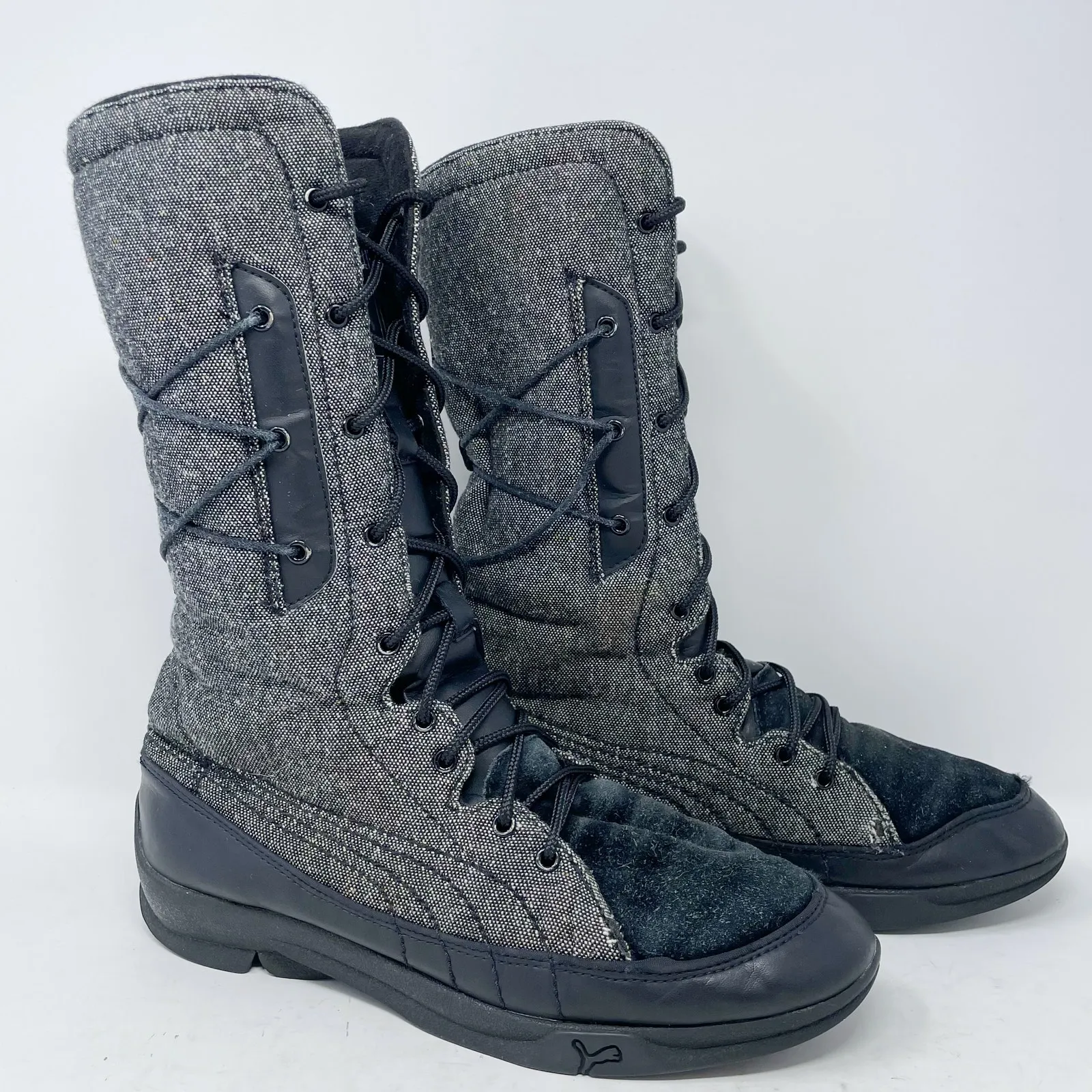 Puma Black Grey Tweed Insulator Boots Women's Size 8 *READ* - Image 4