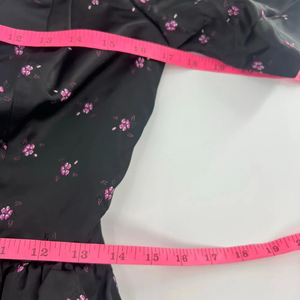 NWT Gal meets gal daisy satin jacquard bow back sz 4 black purple - Image 8