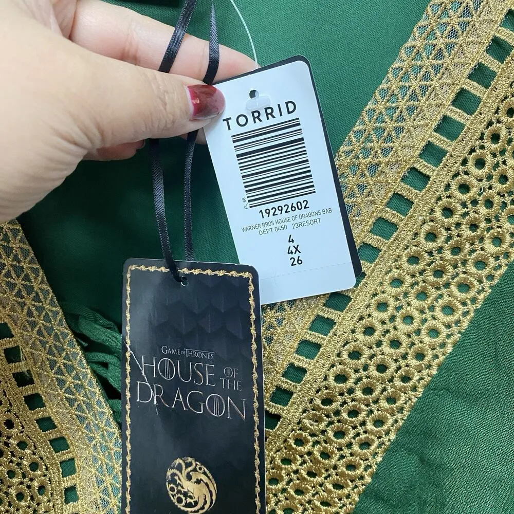 Torrid Game Of Thrones House Of The Dragon Tunic Top Womens 4X 26 Green & Gold - Image 5