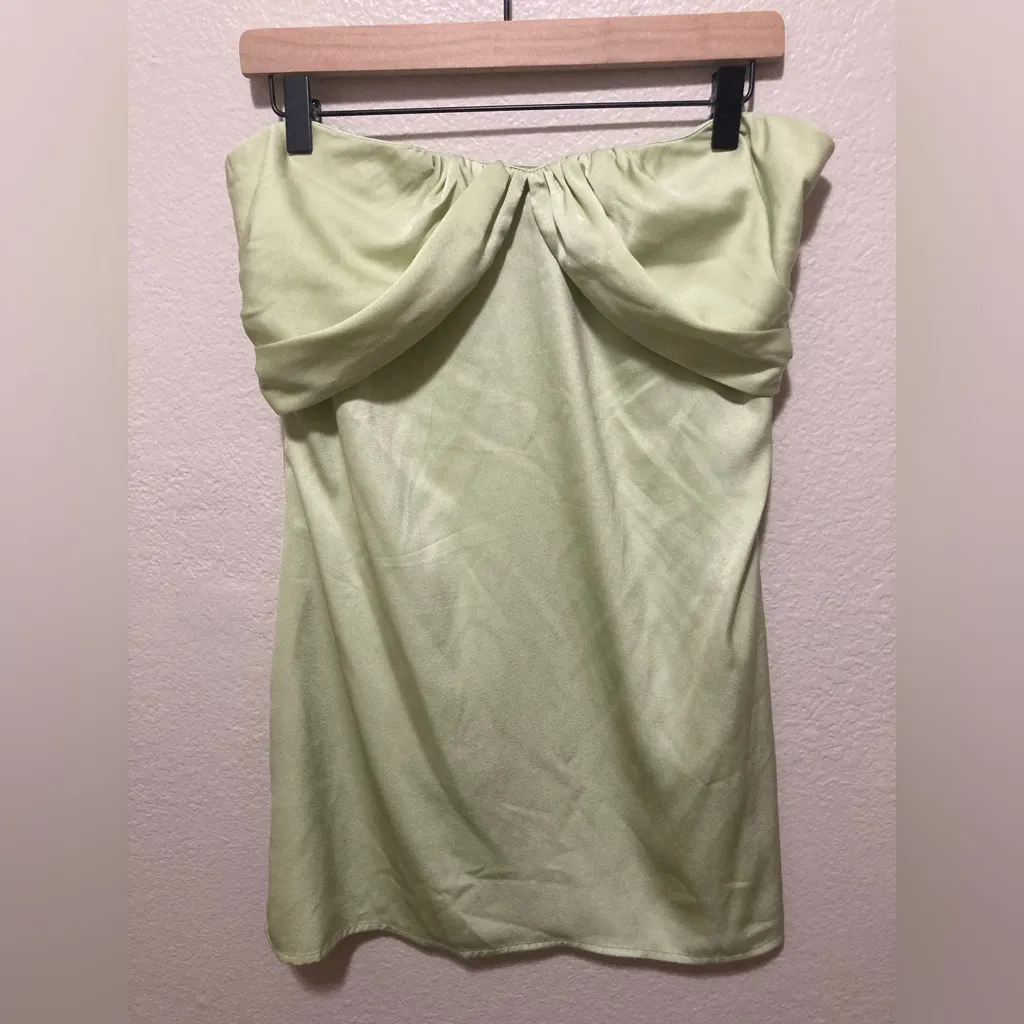 Princess Polly Irena Strapless Mini Green Satin Dress Size 10 - Image 4