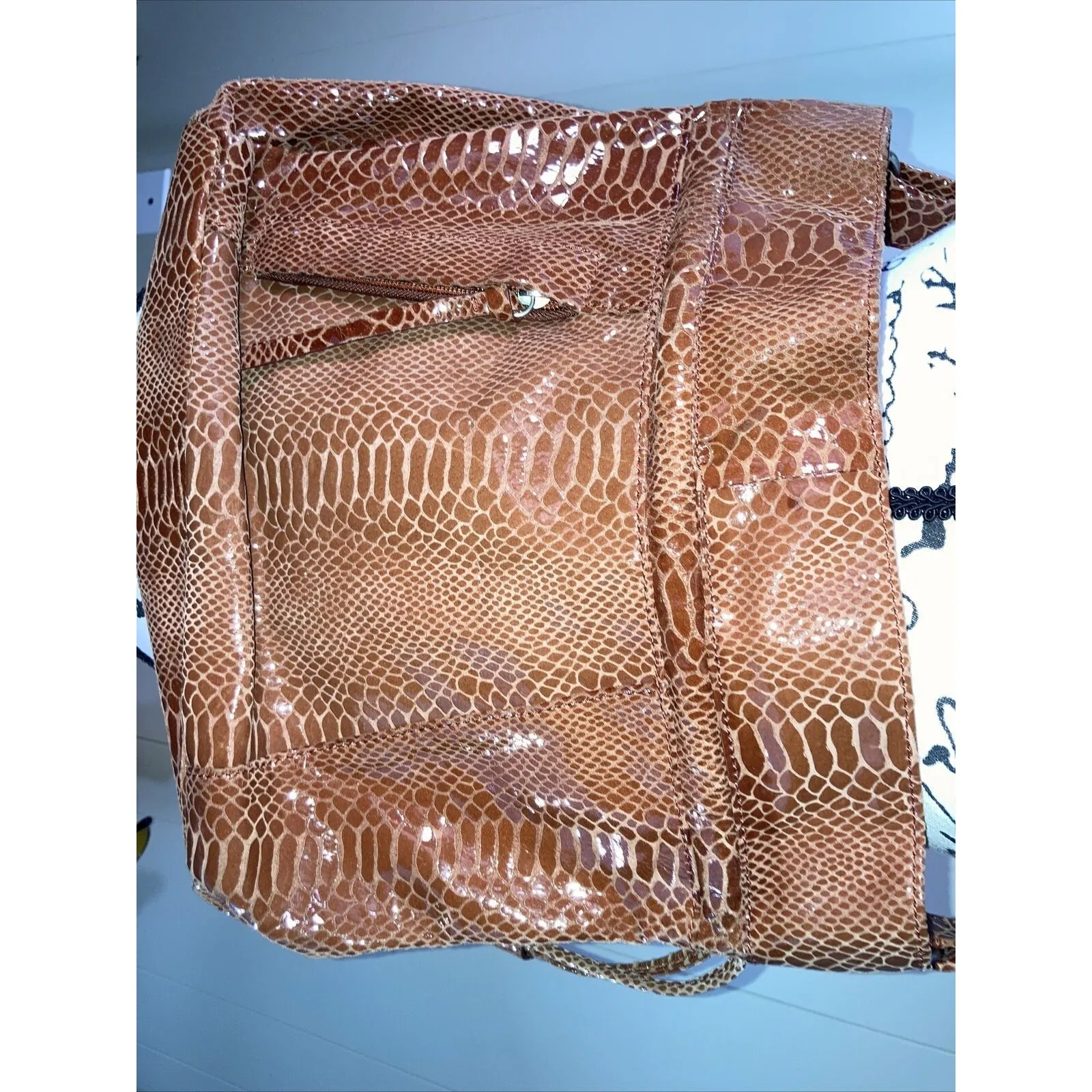 PERLINA Snake Print Brown Leather Shoulder Hobo Tote CrossBody Purse NWOTS - Image 5