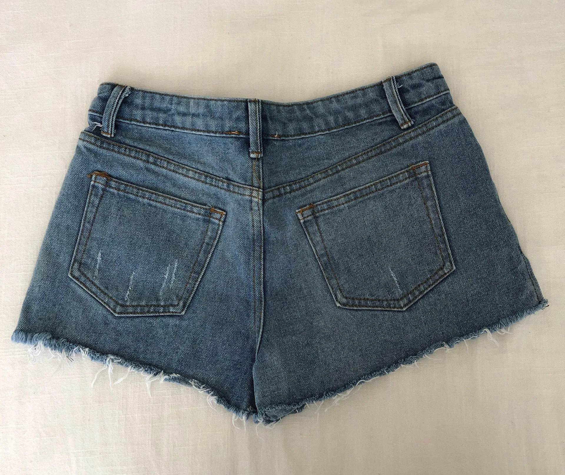 Floral Embroidered Cut Off Denim Shorts - Image 2