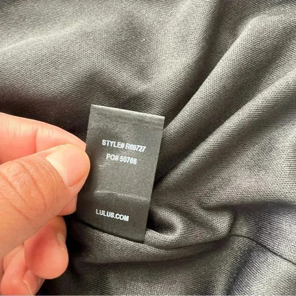 LuLus Filled With Love Black Satin Floral Print Halter Swing Dress S - Image 9